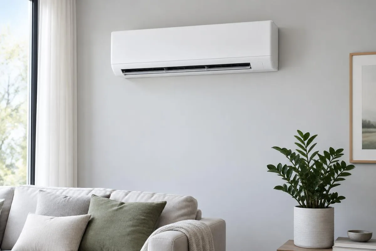 Ar-condicionado split em sala residencial — imagem ilustrativa